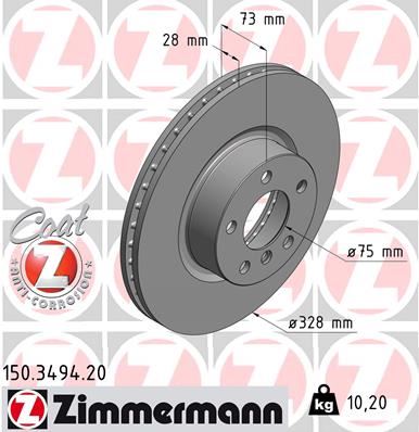 ZIMMERMANN 150.3494.20 Fren Sistemleri Fren Diski - BMW X3 (F25) uyumlu