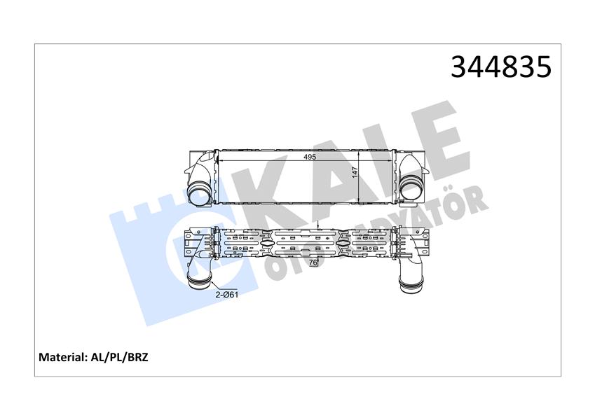 KALE OTO RADYATÖR 344835 Motor Turbo Radyatörü - BMW X3 (F25) uyumlu