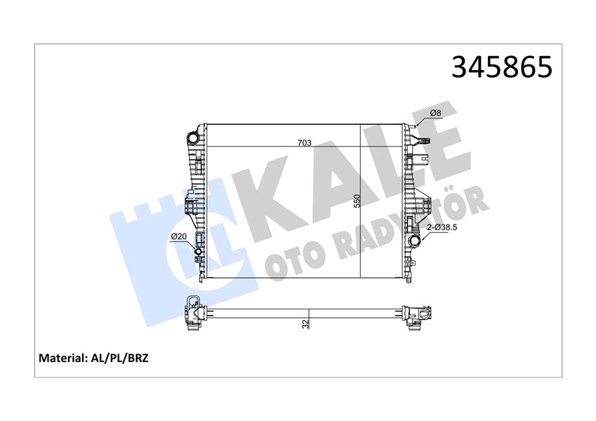 KALE OTO RADYATÖR 345865 Soğutma Sistemi Su Soğutucu & Parçaları - VW TOUAREG (7P5, 7P6) uyumlu