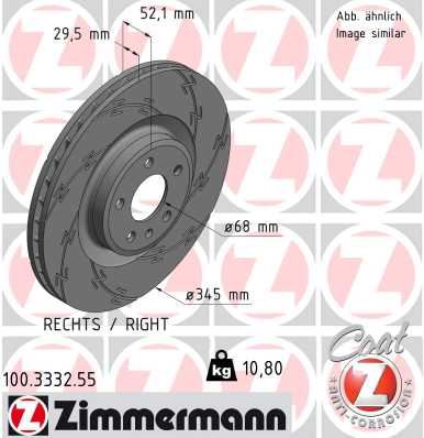 ZIMMERMANN 100.3332.55 Fren Sistemleri Fren Diski - AUDI Q5 (8RB) uyumlu
