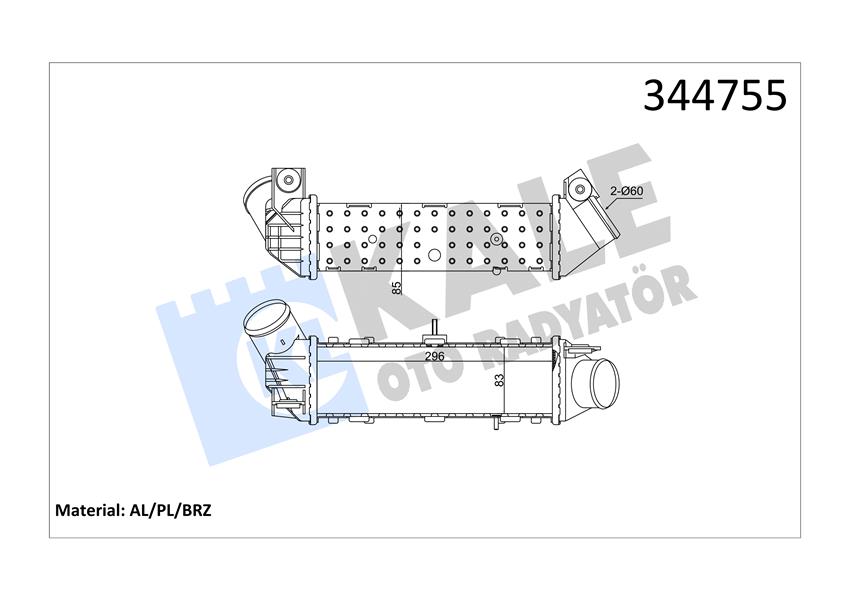 KALE OTO RADYATÖR 344755 Motor Turbo Radyatörü - VW CADDY II Kasa/büyük limuzin (9K9A) uyumlu