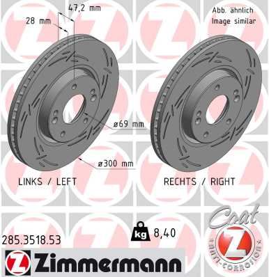 ZIMMERMANN 285.3518.53 Fren Sistemleri Fren Diski - KIA SPORTAGE III (SL) uyumlu