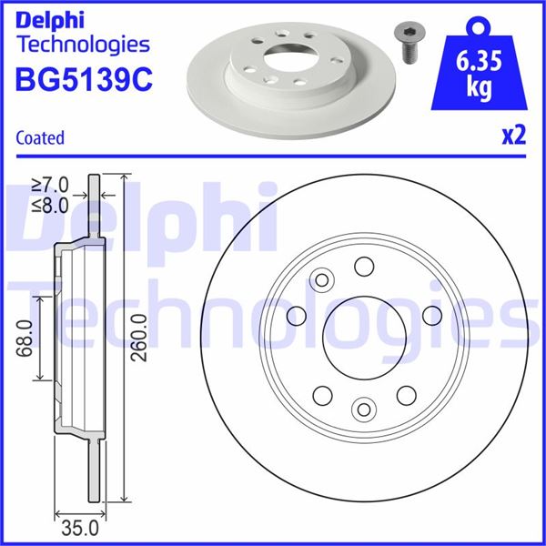DELPHI BG5139C Fren Sistemleri Fren Diski - RENAULT ZOE (BFM_) uyumlu