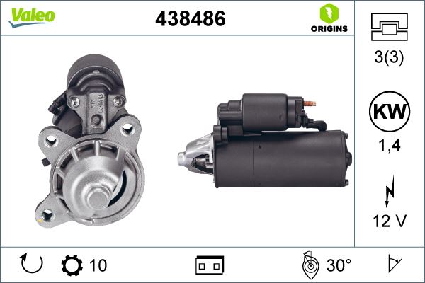 VALEO 438486 Elektrik Sistemi Marş Motoru - FORD ESCORT VI (GAL, AAL, ABL) uyumlu