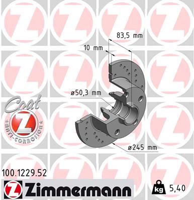 ZIMMERMANN 100.1229.52 Fren Sistemleri Fren Diski - AUDI A4 B5 (8D2) uyumlu