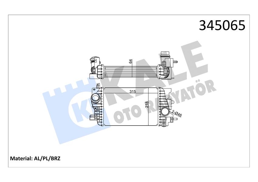 KALE OTO RADYATÖR 345065 Motor Turbo Radyatörü - OPEL MERIVA B MPV (S10) uyumlu