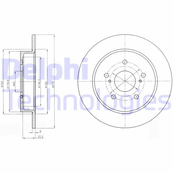 DELPHI BG4222 Fren Sistemleri Fren Diski - SUZUKI SX4 Sedan (GY, RW) uyumlu