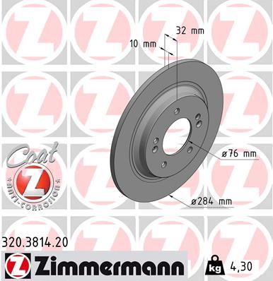 ZIMMERMANN 320.3814.20 Fren Sistemleri Fren Diski - KIA OPTIMA (FSGDS6B) uyumlu