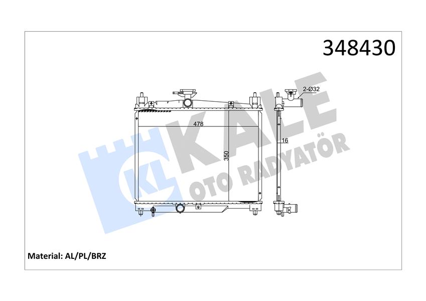 KALE OTO RADYATÖR 348430 Soğutma Sistemi Su Soğutucu & Parçaları - TOYOTA YARIS (_P1_) uyumlu
