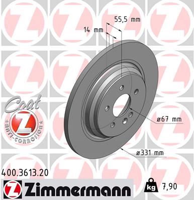 ZIMMERMANN 400.3613.20 Fren Sistemleri Fren Diski - MERCEDES-BENZ M-SERISI (W163) uyumlu