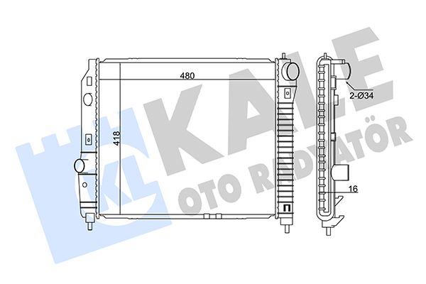 KALE OTO RADYATÖR 354800 Soğutma Sistemi Su Soğutucu & Parçaları - CHEVROLET AVEO / KALOS Sedan (T250, T255) uyumlu