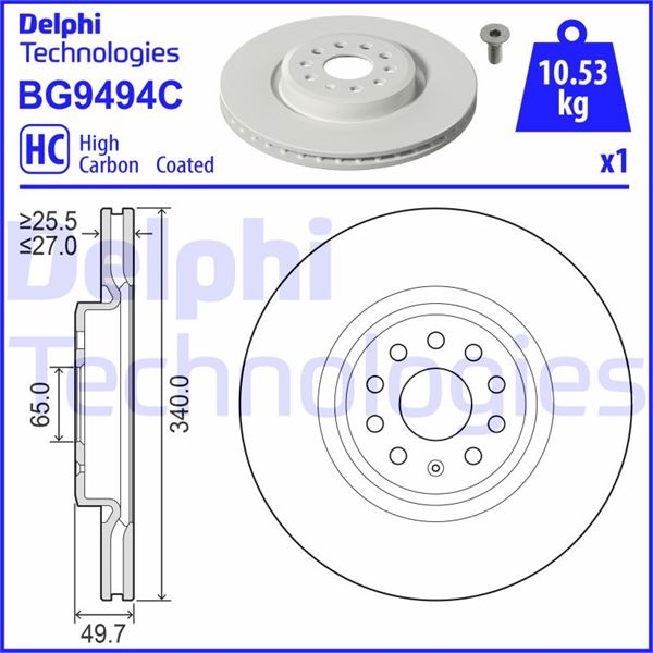 DELPHI BG9494C Fren Sistemleri Fren Diski - VW ID.4 (E21) uyumlu