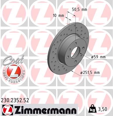 ZIMMERMANN 230.2352.52 Fren Sistemleri Fren Diski - ALFA ROMEO 164 (164_) uyumlu