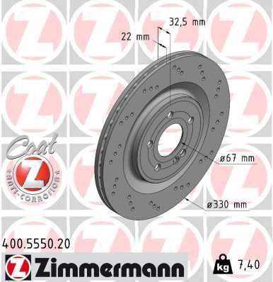 ZIMMERMANN 400.5550.20 Fren Sistemleri Fren Diski - MERCEDES-BENZ A-SERISI (W177) uyumlu