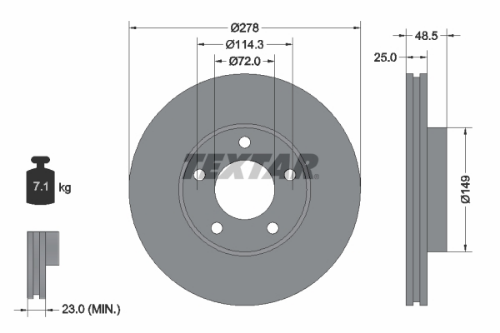 TEXTAR 92130303 Fren Sistemleri Fren Diski - MAZDA 5 (CW) uyumlu