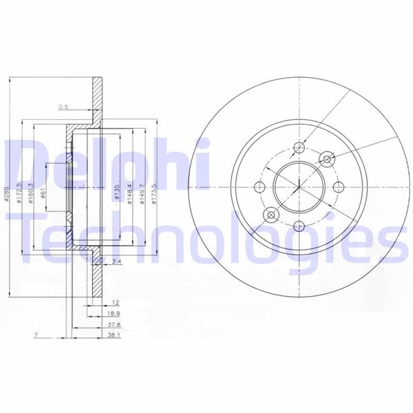 DELPHI BG3992 Fren Sistemleri Fren Diski - RENAULT KANGOO (KC0/1_) uyumlu