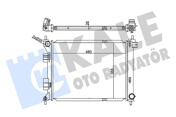 KALE OTO RADYATÖR 356280 Soğutma Sistemi Su Soğutucu & Parçaları - HYUNDAI i20 I (PB, PBT) uyumlu