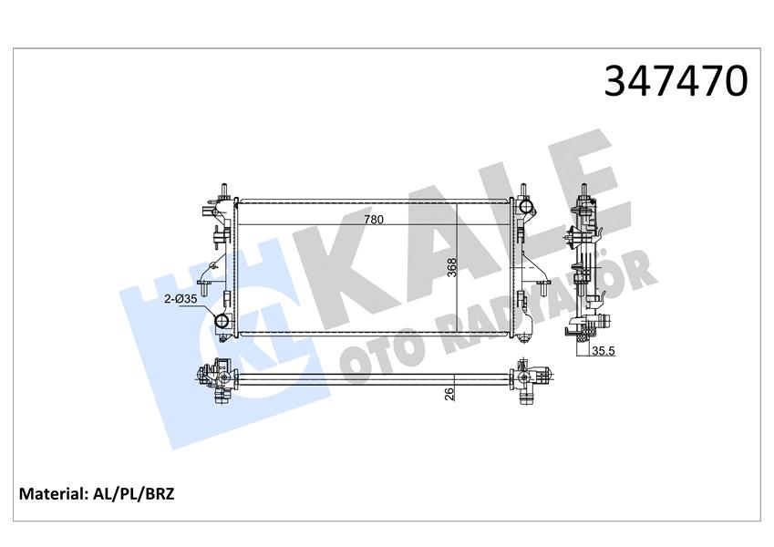 KALE OTO RADYATÖR 347470 Soğutma Sistemi Su Soğutucu & Parçaları - FIAT DUCATO Minibüs/Otobüs (250_) uyumlu