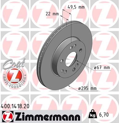 ZIMMERMANN 400.1418.20 Fren Sistemleri Fren Diski - MERCEDES-BENZ 124 Sedan (W124) uyumlu