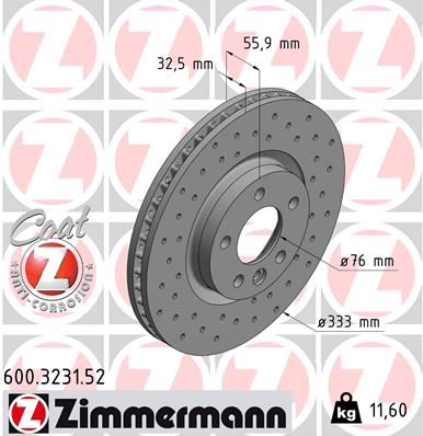 ZIMMERMANN 600.3231.52 Fren Sistemleri Fren Diski - VW MULTIVAN T5 (7HM, 7HN, 7HF, 7EF, 7EM, 7EN) uyumlu