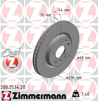 ZIMMERMANN 200.2534.20 Fren Sistemleri Fren Diski - NISSAN QASHQAI II (J11, J11_) uyumlu