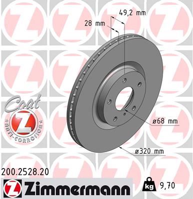 ZIMMERMANN 200.2528.20 Fren Sistemleri Fren Diski - INFINITI M (Y51) uyumlu