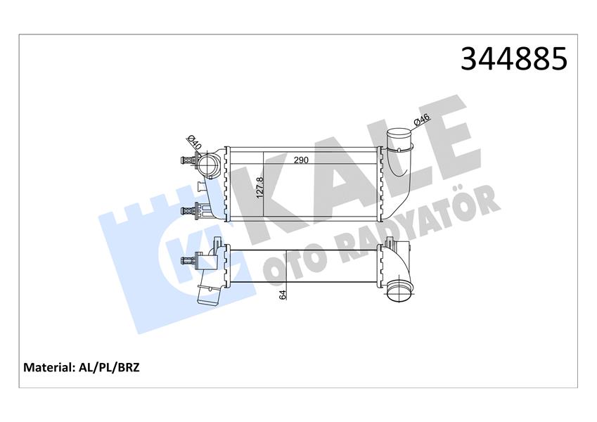 KALE OTO RADYATÖR 344885 Motor Turbo Radyatörü - FIAT 500 (312_) uyumlu