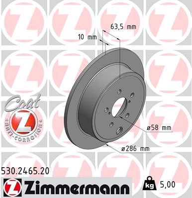 ZIMMERMANN 530.2465.20 Fren Sistemleri Fren Diski - SUBARU FORESTER (SH_) uyumlu