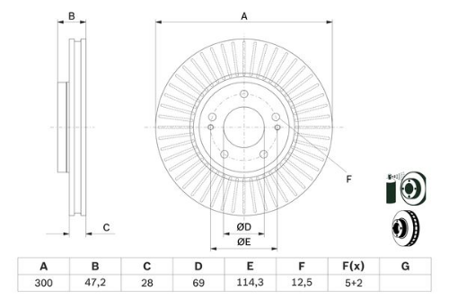 BOSCH 0 986 479 595 Fren Sistemleri Fren Diski - KIA SPORTAGE III (SL) uyumlu