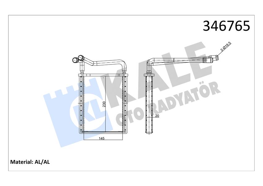 KALE OTO RADYATÖR 346765 İklimlendirme Sistemi İç Mekan Isı Değiştirici - HYUNDAI ACCENT III (MC) uyumlu