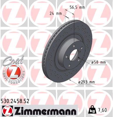 ZIMMERMANN 530.2458.52 Fren Sistemleri Fren Diski - SUBARU IMPREZA Station wagon (GF) uyumlu