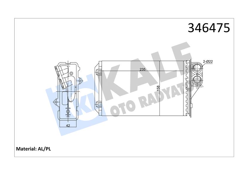 KALE OTO RADYATÖR 346475 İklimlendirme Sistemi İç Mekan Isı Değiştirici - CITROËN C5 I (DC_) uyumlu