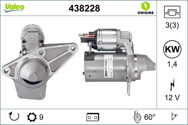 VALEO 438228 Elektrik Sistemi Marş Motoru - RENAULT MEGANE III Hatchback (BZ0/1_, B3_) uyumlu