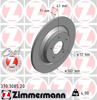 ZIMMERMANN 370.3085.20 Fren Sistemleri Fren Diski - MAZDA 5 (CW) uyumlu