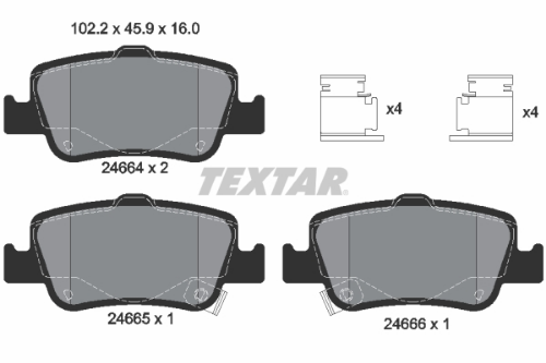 TEXTAR 2466401 Fren Sistemleri Fren Balatası - TOYOTA COROLLA Sedan (_E15_) uyumlu