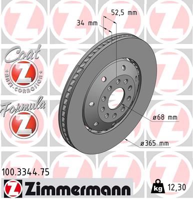 ZIMMERMANN 100.3344.75 Fren Sistemleri Fren Diski - AUDI A6 C5 (4B2, 4B4) uyumlu