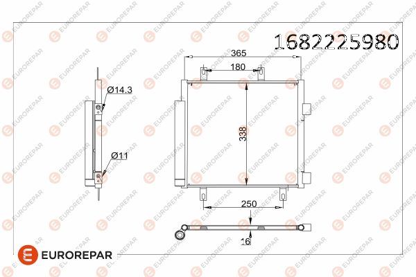 EUROREPAR 1682225980 İklimlendirme Sistemi Klima Radyatörü - CITROËN C1 (PM_, PN_) uyumlu