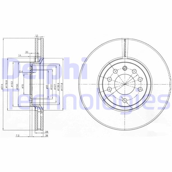 DELPHI BG3973 Fren Sistemleri Fren Diski - OPEL REKORD C Coupe uyumlu