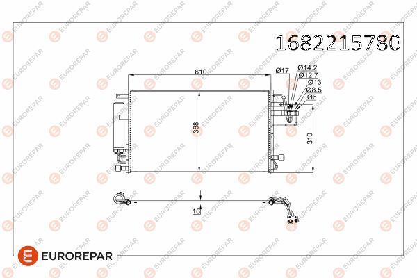 EUROREPAR 1682215780 İklimlendirme Sistemi Klima Radyatörü - KIA SPORTAGE II (JE_, KM_) uyumlu