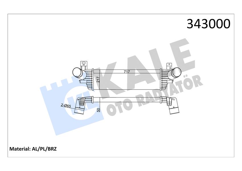 KALE OTO RADYATÖR 343000 Motor Turbo Radyatörü - VW TRANSPORTER T5 Minibüs/Otobüs (7HB, 7HJ, 7EB, 7EJ) uyumlu