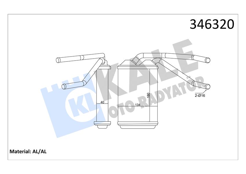 KALE OTO RADYATÖR 346320 İklimlendirme Sistemi İç Mekan Isı Değiştirici - DAEWOO ESPERO (KLEJ) uyumlu