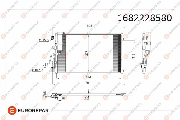EUROREPAR 1682228580 İklimlendirme Sistemi Klima Radyatörü - NISSAN QASHQAI I (J10, NJ10) uyumlu