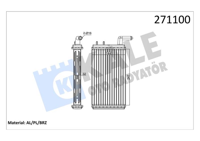 Kalorifer Radyatörü - KALE OTO RADYATÖR - 0181832AB Ürün Görseli
