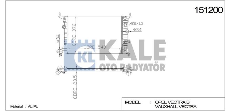 Su Radyatörü - KALE OTO RADYATÖR - 2501062AL Ürün Görseli