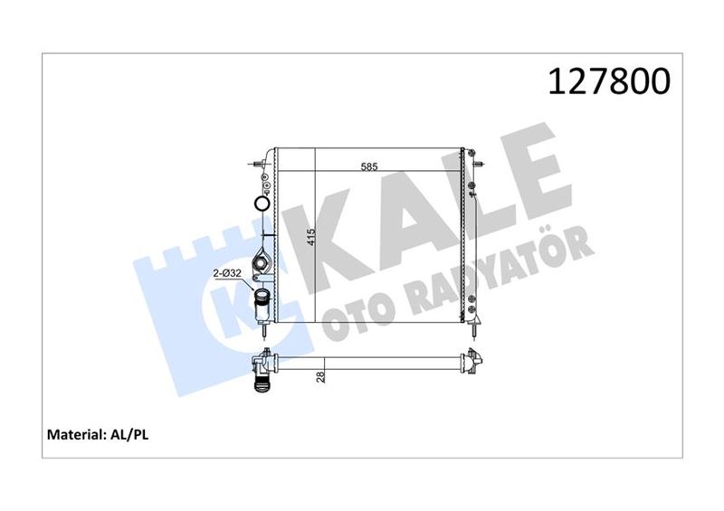 Su Radyatörü - KALE OTO RADYATÖR - 0520202AL Ürün Görseli
