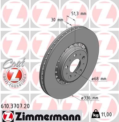 ZIMMERMANN 610.3707.20 Fren Sistemleri Fren Diski - VOLVO XC90 I (275) uyumlu