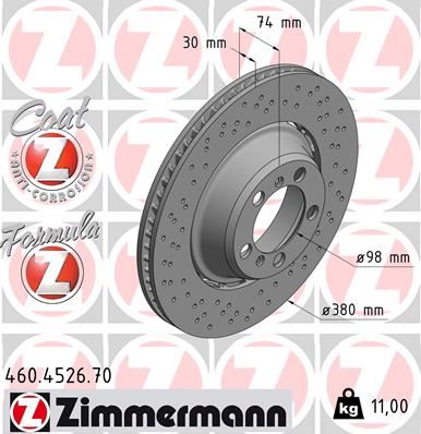 ZIMMERMANN 460.4526.70 Fren Sistemleri Fren Diski - PORSCHE 911 (991) uyumlu