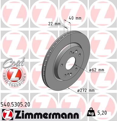 ZIMMERMANN 540.5305.20 Fren Sistemleri Fren Diski - SUZUKI SWIFT IV (FZ, NZ) uyumlu