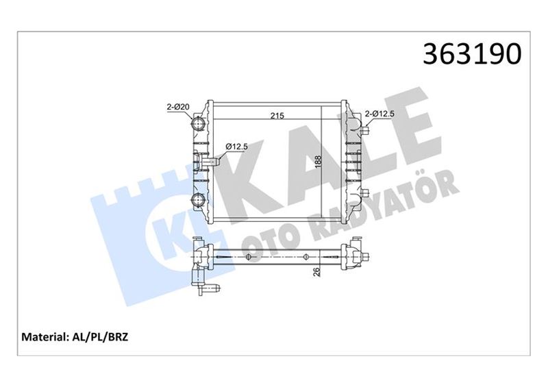 KALE OTO RADYATÖR 363190 Soğutma Sistemi Su Soğutucu & Parçaları - AUDI A3 Limousine (8VS, 8VM) uyumlu