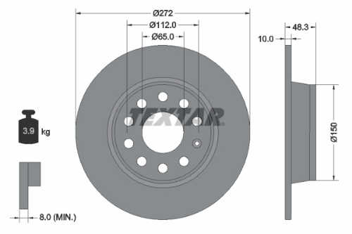 TEXTAR 92224903 Fren Sistemleri Fren Diski - VW TOURAN (1T3) uyumlu